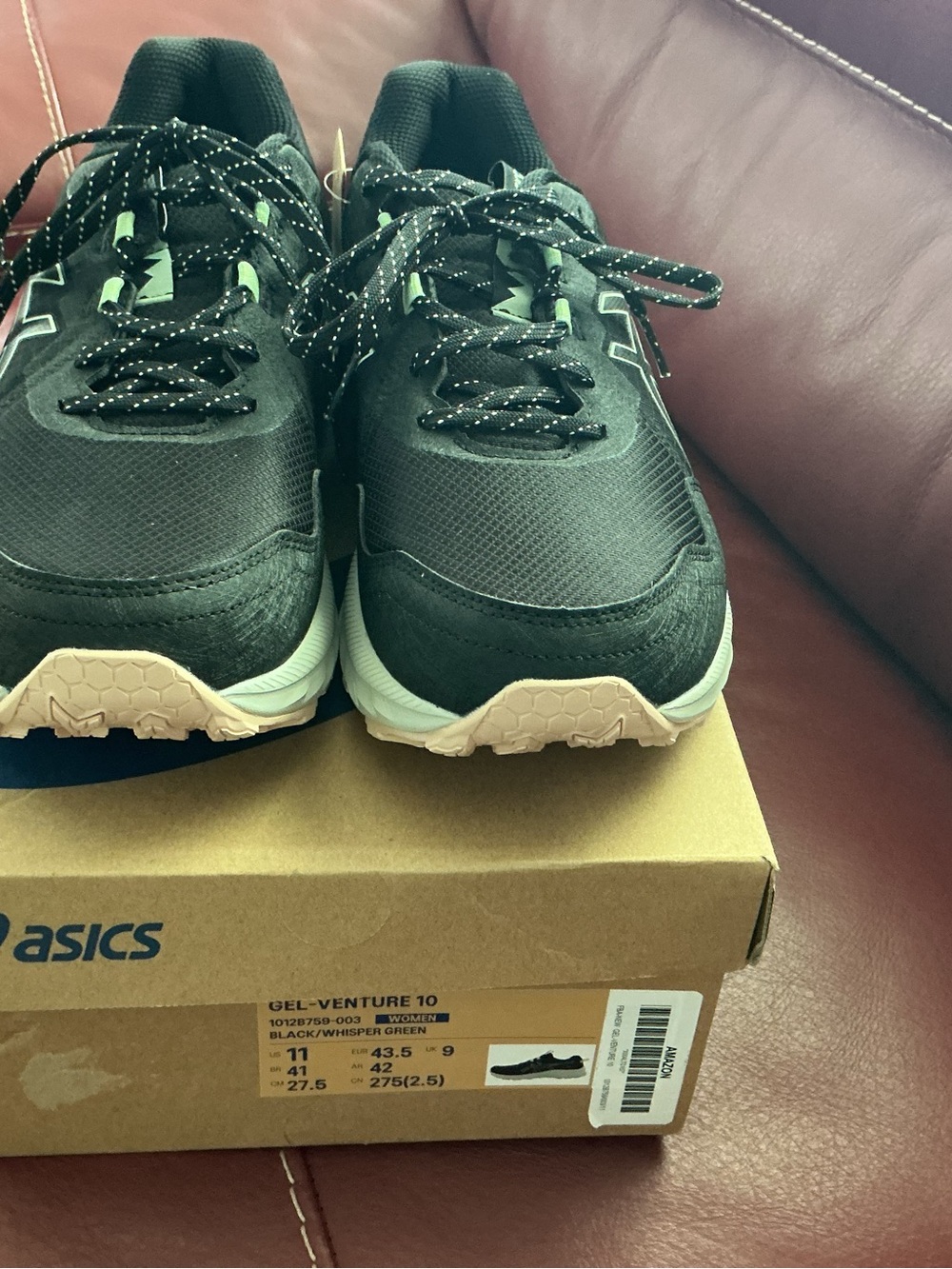 ASICS Womens GEL-Venture 10 Black/Whisper Green Running Shoes Size 11